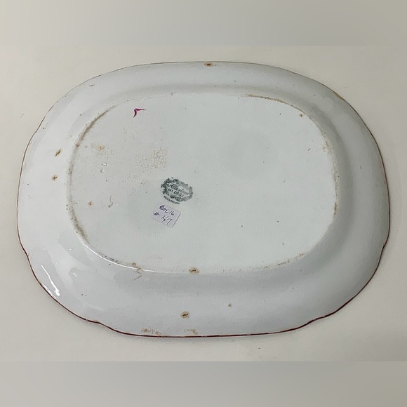 19th Century Antique Gaudy Welsh Oyster Pattern Allertons Marked Serving Platter - Picture 11 of 16
